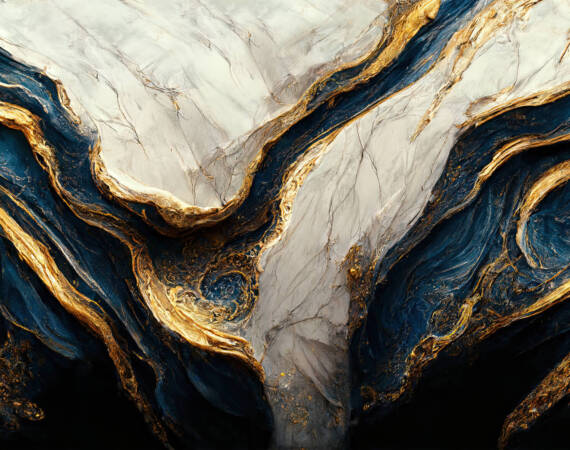 Luxury marble texture background white, blue and gold. Natural stone color material pattern. Creative art.