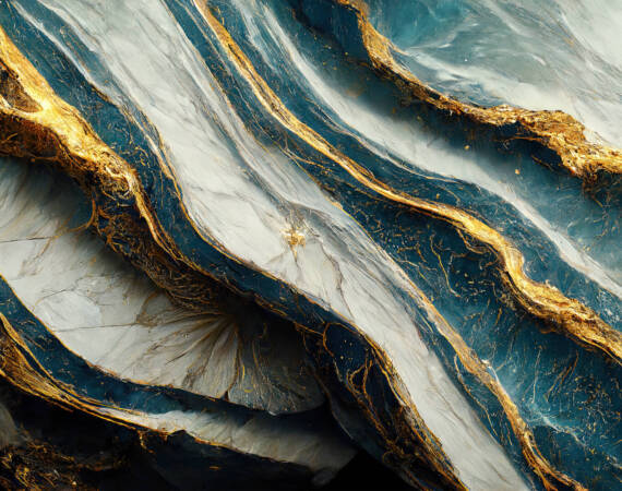 Luxury marble texture background white, blue and gold. Natural stone color material pattern. Creative art.